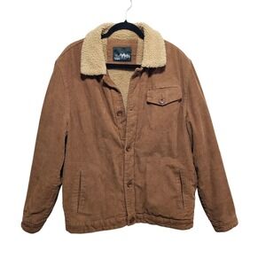 Corduroy Sherpa Trucker Jacket Military  Lined Casual Winter Warm Coat Men's XL